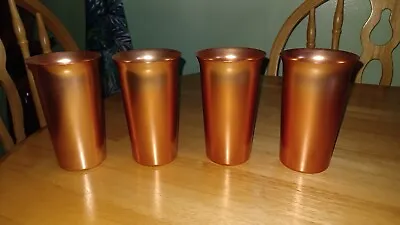 Vintage Color Craft Aluminum Copper Tone Set Of 4 Tumblers Cups • $14
