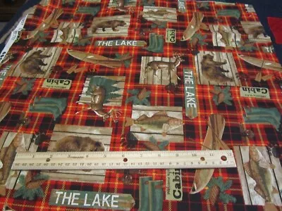 Red Plaid Lake Cabin/ Welcome To The Cabin Cotton Fabric BTY • $12.50