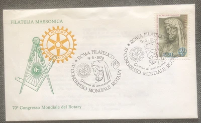 £4.99 • Buy FDC Special Stamp Cover Masons Masonic Italy 1979 Congresso Mondiale Del Rotary