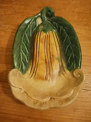 Antique 1920s Majolica Style Ceramic Flower Lily Blossom & Leaves Platter/Dish R • $65