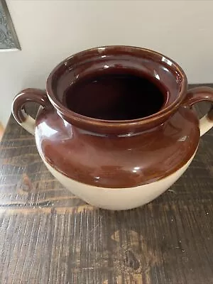 McCoy Pottery 342 Bean Pot Brown Tan  Ovenproof Double Handle Vintage No Lid  • $17