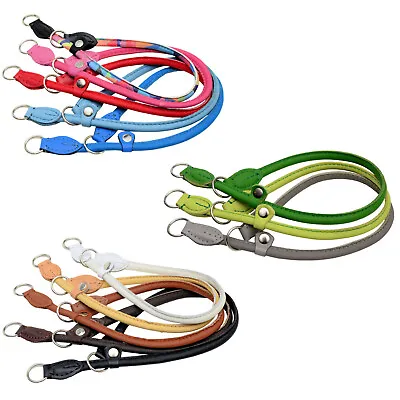 £9.85 • Buy HandMade Real LEATHER ROLLED SLIP DOG Choker COLLARS MULTICOLORED Pink Red Blue 