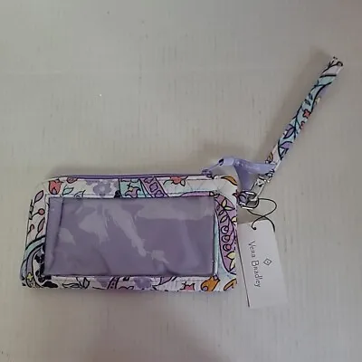 NEW - VERA BRADLEY - RFID Tech Wristlet - White & Purple Floral Zip Closure • $14.99