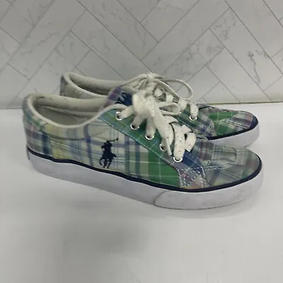 $18.99 • Buy Polo Ralph Lauren Canvas Shoes Plaid Pink/Green/Yellow Size 5