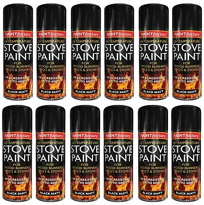 £8.45 • Buy New Heat Resistant Matt Black Spray Paint Stove High Temperature BBQ 400ml Can