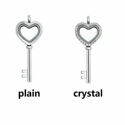 New!*BONUS* SILVER Key Crystals Floating Memory Locket Fit Memory Charms W/Chain • $12.99