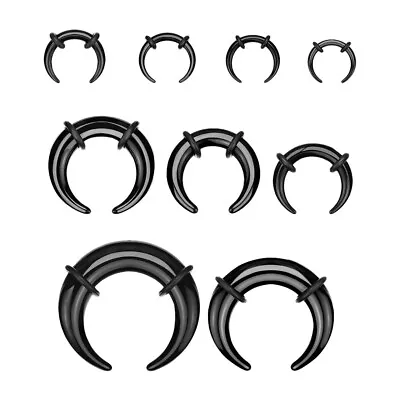 Septum Pincher Black Acrylic Crescent Tapers Bull Stretchers Expander Ear O Ring • $8.75