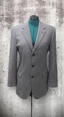 Jos A Bank Men's Sports  Coat Collection 40L Gray Blue Plaid 100% Wool Blazer  • $29.25