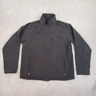 Snozu Softshell Jacket Mens Large Black Full Zip Pockets Mock Neck Stretch • $20.24