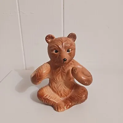 Vintage Victoria Ceramics Bear Salt & Pepper Shaker Holder Made In Japan • $12.34