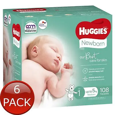 $325.50 • Buy 6 X Huggies Nappies Ultimate Newborn 108Pk