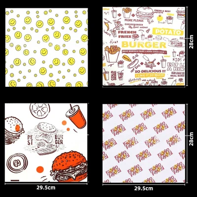 £4.99 • Buy 100x Greaseproof Printed Disposable Fastfood Burger Paper Deli Wrap Takeaway