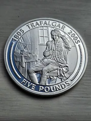 Five Pound Solid Silver Proof Coin Trafalgar The Letters Of Nelson / COA • £22.99