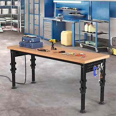 HOMIFLEX Adjustable Workbench 72 L X 24 W Work Bench W/Power Outlets For Garage • $197.99