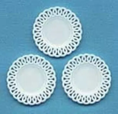 Dollhouse Miniature - White  Milk Glass  Dishes Set Of 3 Serving Dishes Plates • $10.95