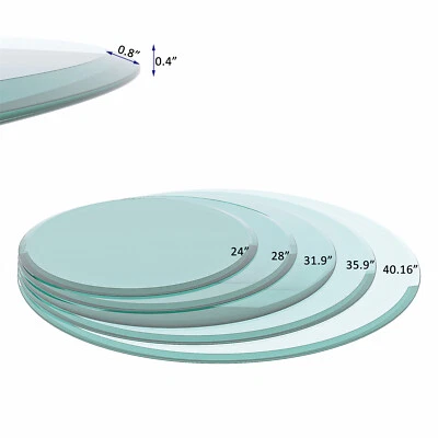 Round Tempered Glass Table Top 1/4'' 1/2'' 3/8  Thick Flat Beveled Polished Edge • $44.99