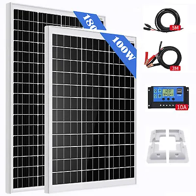 100W 180W 12V Solar Panel Kit With Mounting Brackets Caravan RV Camper Van • £47.99