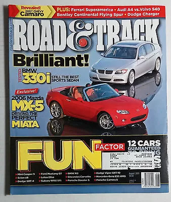 2005 August Road & Track Car Magazine Miata Mx 5 Bmw 330  • $14.95