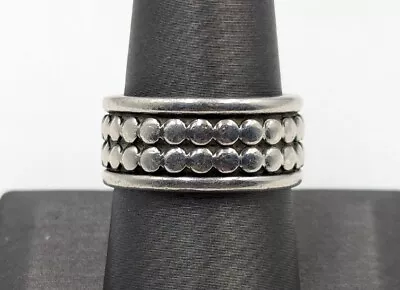 Men's Vintage Sterling Silver Double Line Dots/Pebbles Band Pinky 925 Ring Sz 9 • $45.99