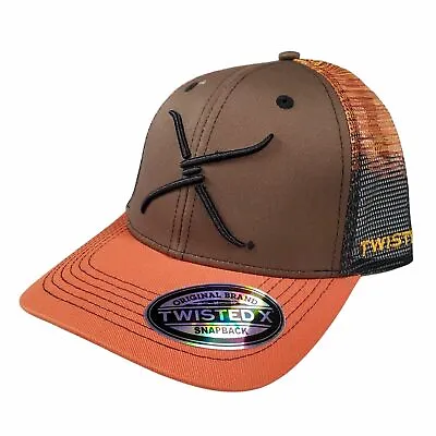 Twisted X Mens Adjustable Snapback Mesh Cap Hat (Brown/Orange) • $29.99