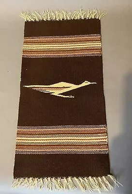 Vintage Brown Southwestern Country Lodge Mat Rug Textile With Roadrunner Bird • $99