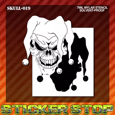 JESTER SKULL MYLAR STENCIL (Airbrush Craft Re-Usable Clown Joker) • $14