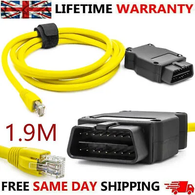 FOR BMW Ethernet To OBD Enet Cable E-SYS IcoM Coding F/G-Series BEST Seller 1.9M • £6.55