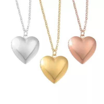 Women Heart Love Locket Photo Memory Silver Gold Pendant Necklace Mother Gift • £4.99