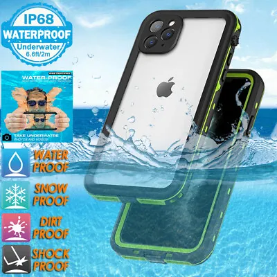 $16.99 • Buy For IPhone 13 12 11 Pro Max XS Max XR Waterproof Case Cover Clear Transparent