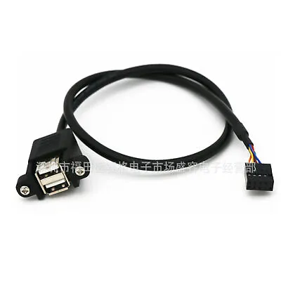 Dual USB 2.0 Female To Motherboard 9Pin Header Cable Adapter With Screw Panel • $7.19