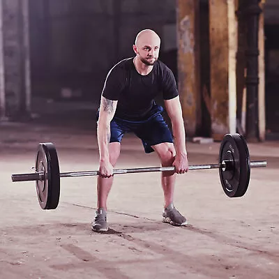 $51.95 • Buy Weight Lifting Barbell Bar 5-20 KG Olympic Bumper Weight Plates Fitness Rubber