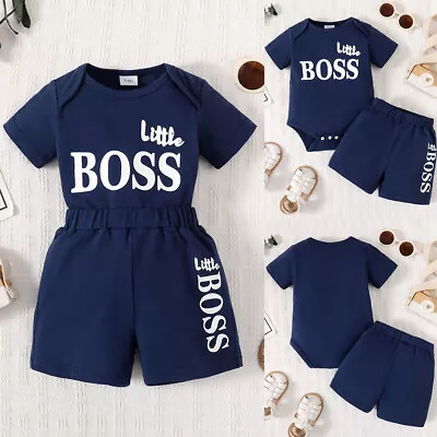 £8.39 • Buy Infant Baby Boy Summer Romper Tops + Shorts Set Toddler Short Sleeve Clothes Set