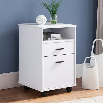 2 Drawer Mobile File Cabinet With Rolling Wheels Open Storage Shelf • $117