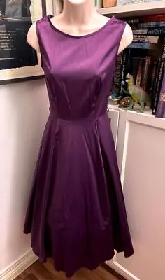 Lady Vintage London 1950's Audrey Hepburn Dress - Purple Satin - Size 10 • £20