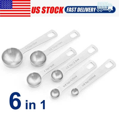 £7.73 • Buy Stainless Steel Measuring Cups And Spoons Set Baking Cooking Teaspoon Tablespoon