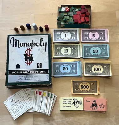 Parker Brothers Monopoly Popular Edition Game Pieces Green Box Wood Tokens 1935 • $52