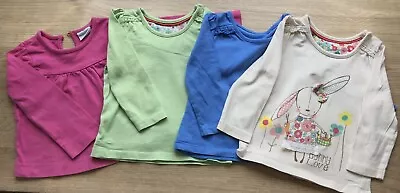 Mothercare Baby Girl Long Sleeve T Shirts X4 Age 6-9 Months • £2.99