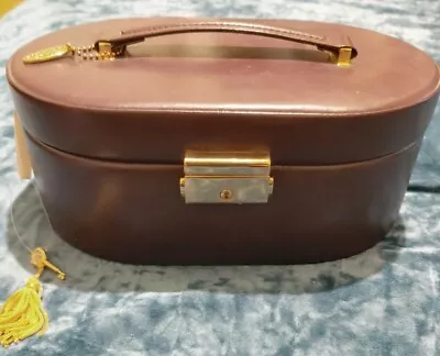 $23.99 • Buy Wolf Designs Jewelry Travel Case Genuine Burgundy Leather Gold Hardware W/ Key