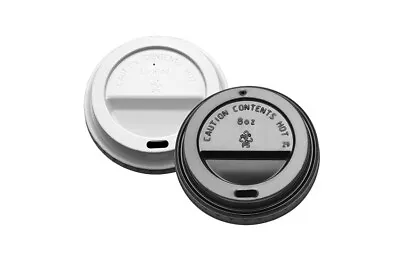 Plastic Coffee Cup Sip Through Lids To Fit Paper Cups | 8 / 12oz | White / Black • £139.95