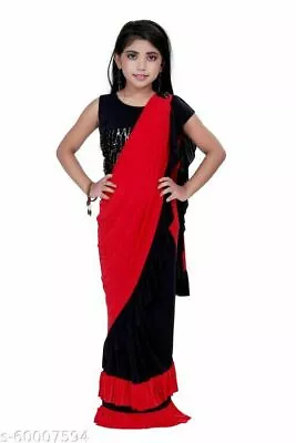 Indian Cute Kids Girls Fancy Rayon Saree Self-Design Festival - Free Shipping • $61.84