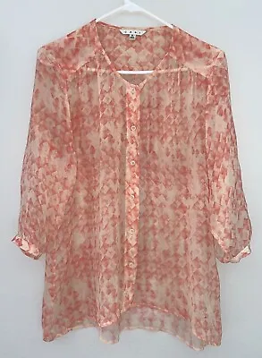 CAbi Women’s Sheer Button Front Blouse Shirt Top S Peach 100% Silk (R7) • $9