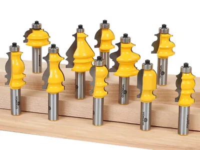 10 Bit Architectural Molding Router Bit Set - 1/2  Shank - Yonico 16101 • $120.95