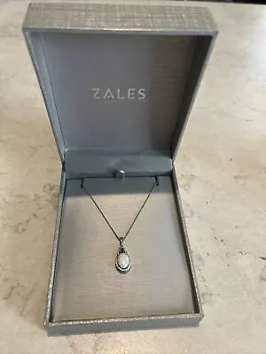 Zales Sterling Silver Lab Opal Necklace • $50.99