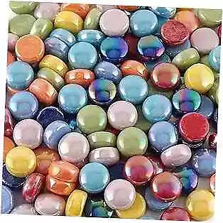  Round Glass Mosaic Tiles For Crafts Bulk200g Iridescent Iridescent Rainbow • $17.54