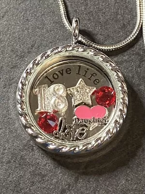 July 18th Birthday Gift Daughter Memory Locket Necklace Charms + Birthstone • £8.95
