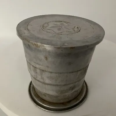 Vintage Collapsible Metal Travel Drinking Cup With Lid With Star Aluminum Rustic • $6.99