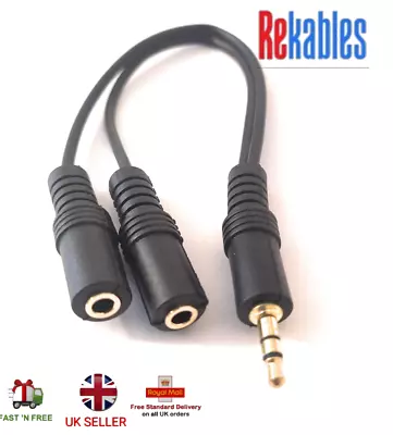 £4.95 • Buy 3.5mm Jack TRS 2 Way Stereo Audio Splitter Y Cable For Headphones & Speakers 