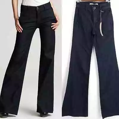 Vince Womens New Nella Fonda Dark Blue Wide Leg Flare Trouser Jeans Size 24 • $64.95