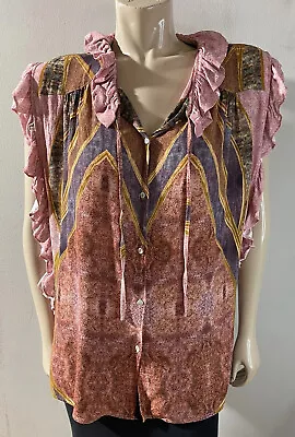 Anthropologie Mes Demoiselles Paris Printed Blouse Women’s L Sleeveless • $23