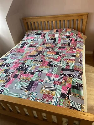 Handmade Patchwork Quilt Throw Bedspread Floral Blanket Cover • £39.99